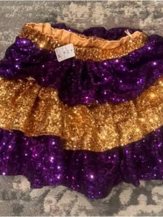 Dresses & Skirts - Sparkling Tiered Sequin Skirt in Purple and Gold